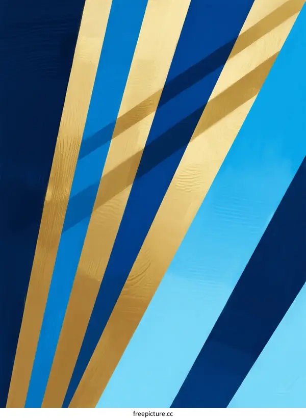 Blue and Gold Abstract Lines with Geometric Patterns