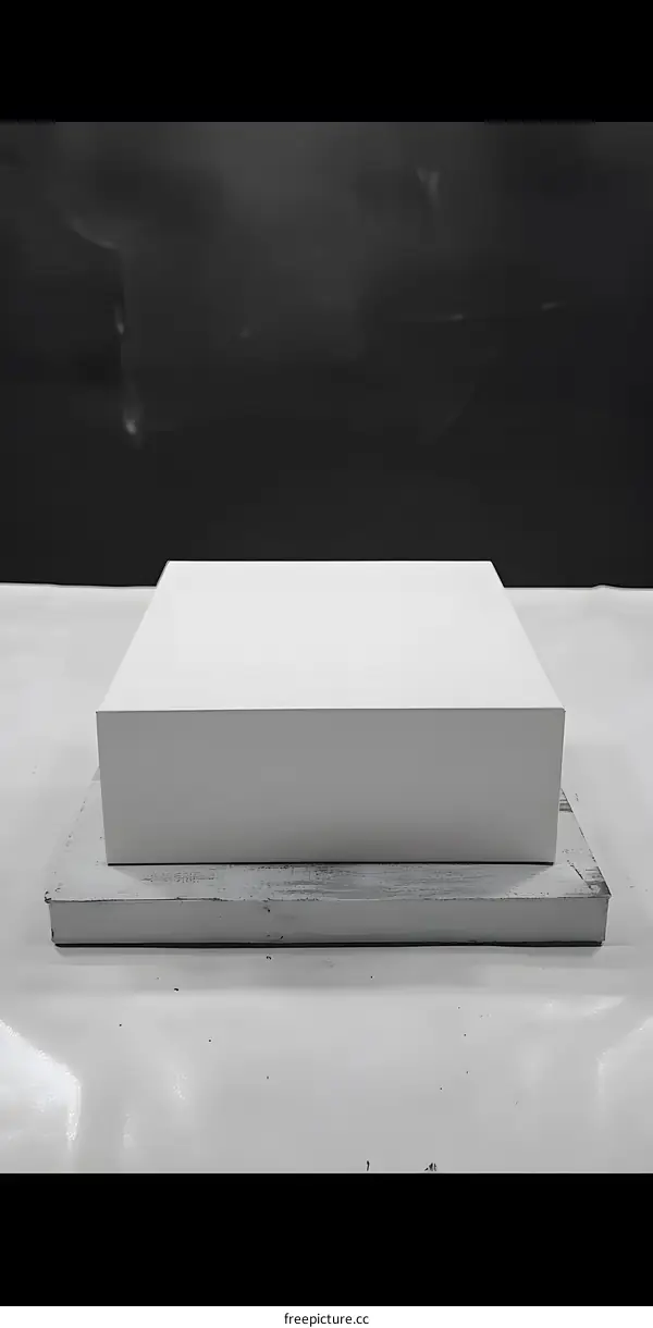 White Cube On A Wooden Platform Minimalist Photography