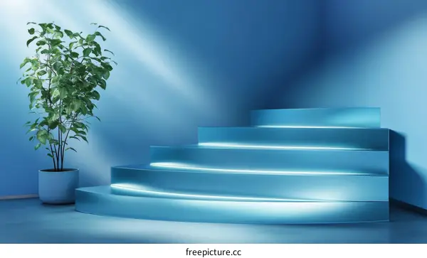 Modern Blue Staircase Display Background