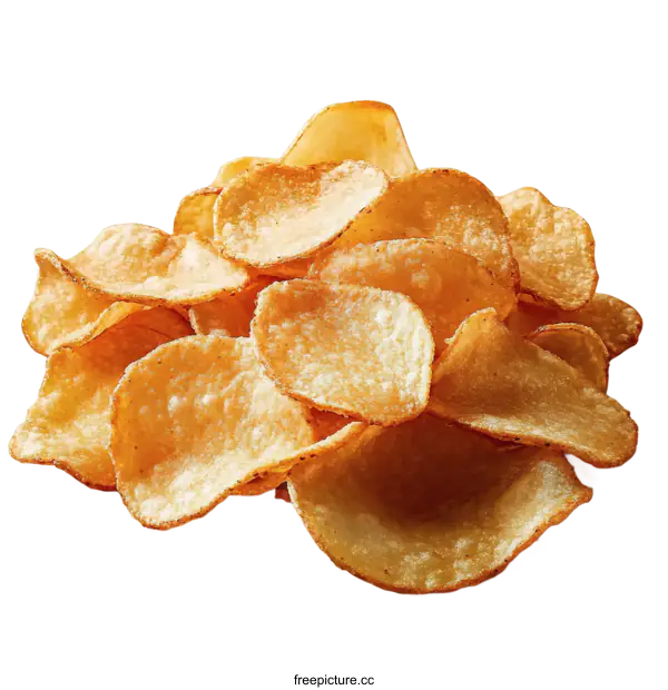 [Transparent Background PNG]Crispy Potato Chips Pile Close Up