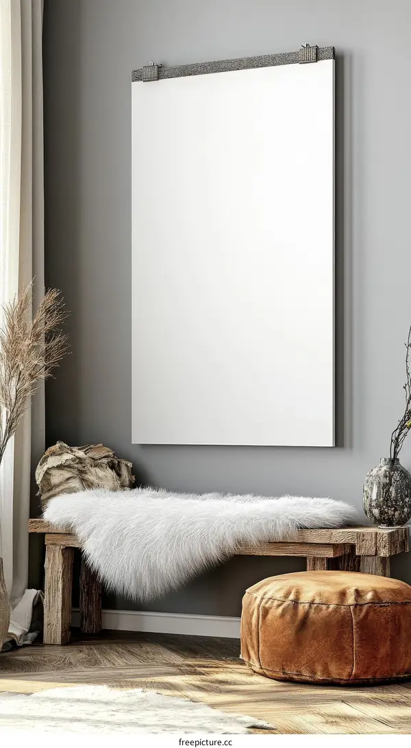 Rustic Modern Interior Design with Empty Frame