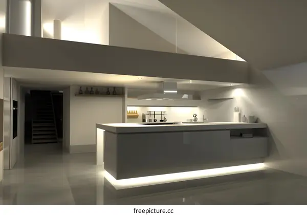 Modern Kitchen Interior Design with White and Gray Colors