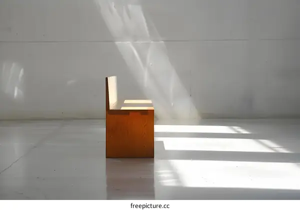 Modern Wooden Bench with Sunlight