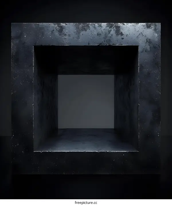 Black Concrete Cube With Interior Hollow