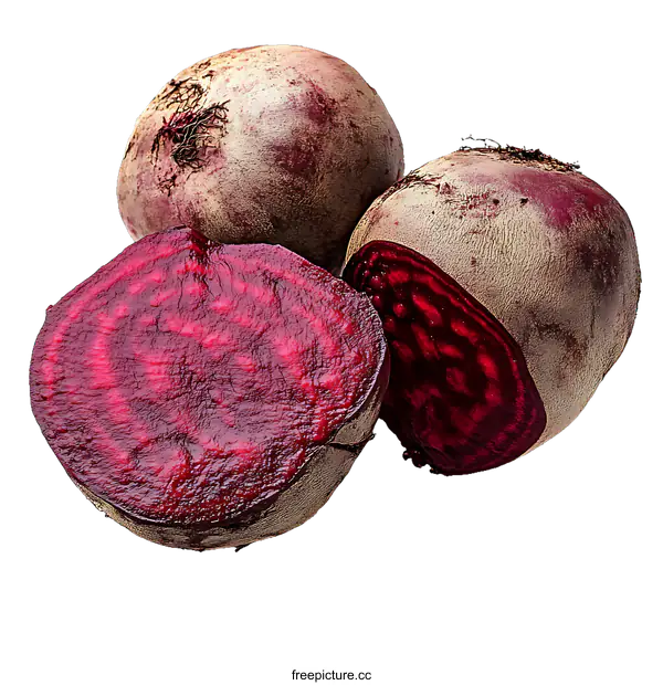 [Transparent Background PNG]Fresh Beetroot Slices and Whole Beetroots