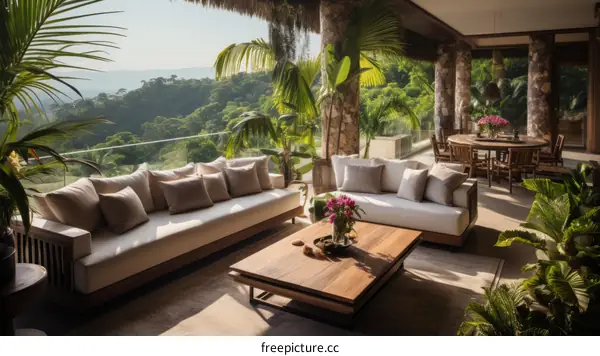 Modern luxury villa with stunning jungle and ocean views