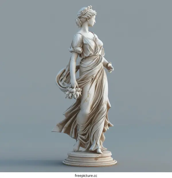 Classical Sculpture of a Walking Woman