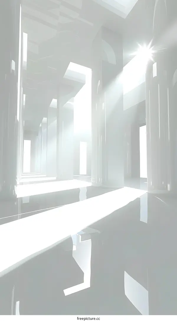 White Empty Hallway With Sunlight