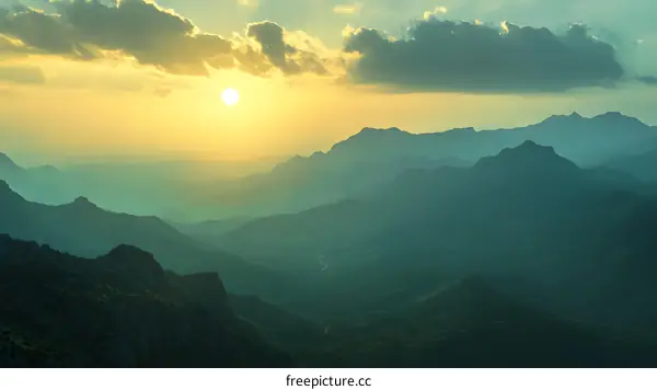 Mountain Range Sunset Landscape