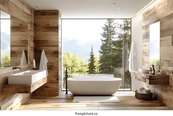 Modern Rustic Bathroom with Mountain View