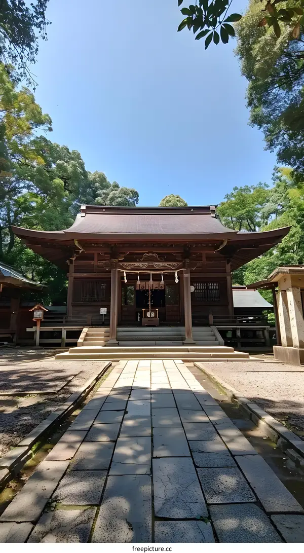 Japanese traditional shrine with blue sky