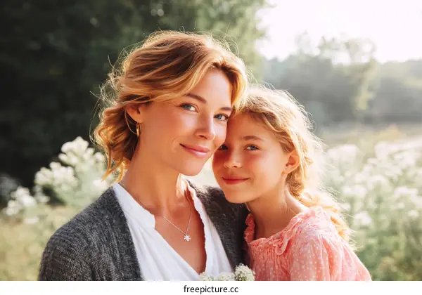 Mother and Daughter Bonding Outdoors