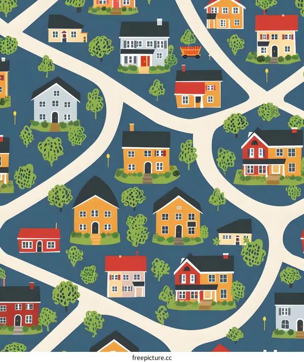 Colorful Houses Seamless Pattern