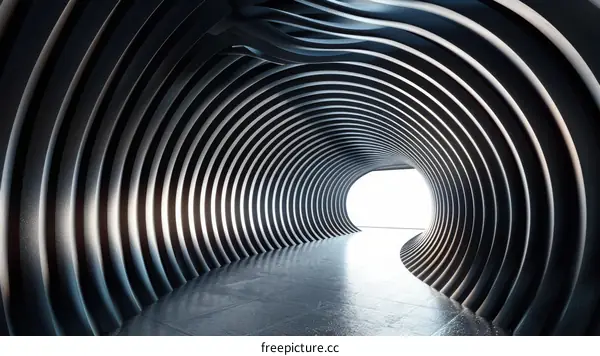 Black and white curved tunnel