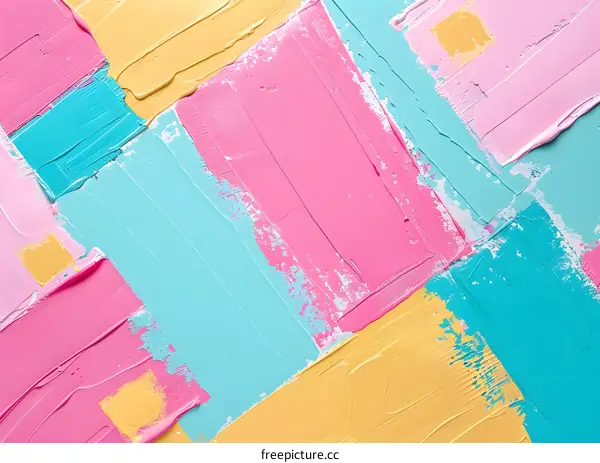 Abstract Acrylic Painting in Pink, Yellow, and Blue