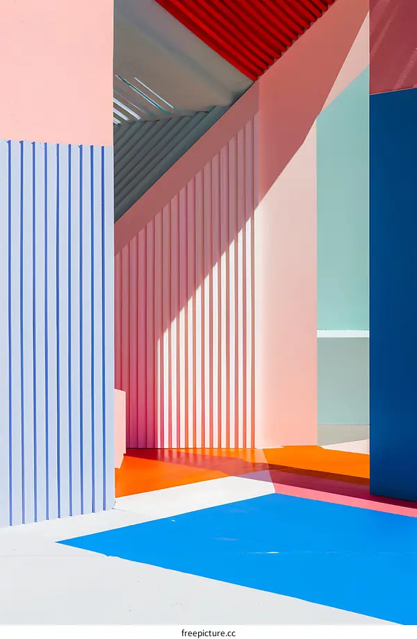 Abstract Geometric Design With Colorful Walls and Floor