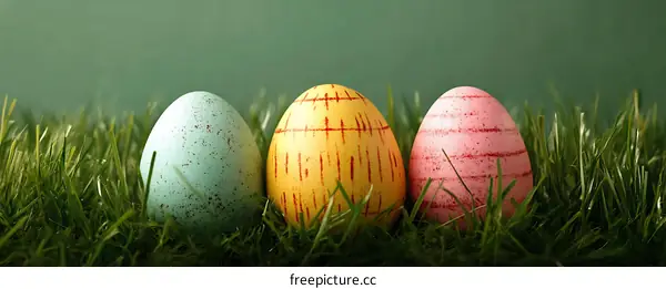 Easter Eggs Nestled in Grass
