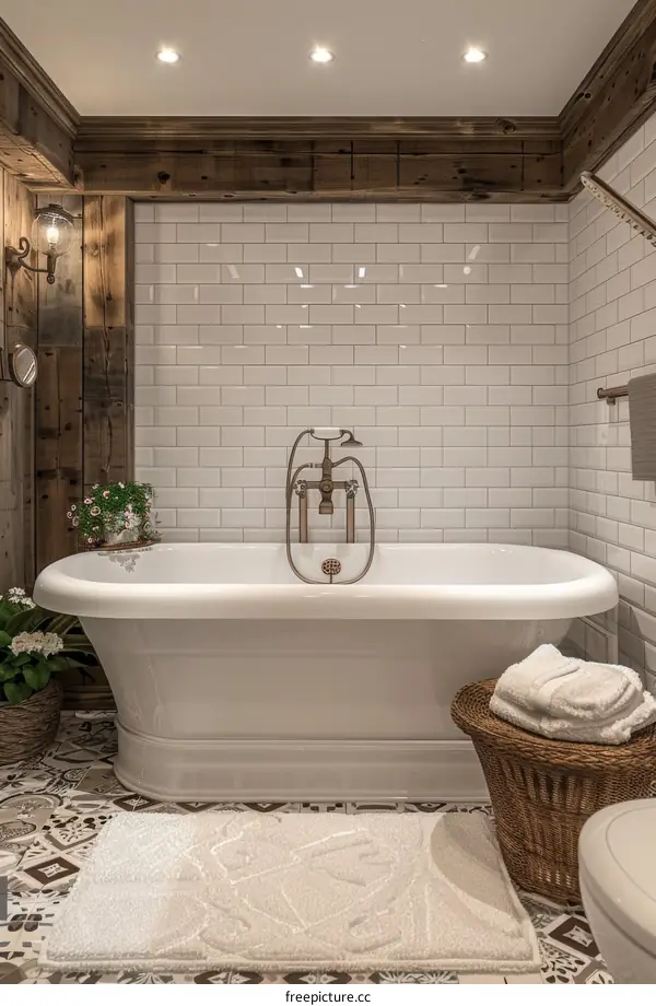 Clawfoot bathtub in a modern bathroom