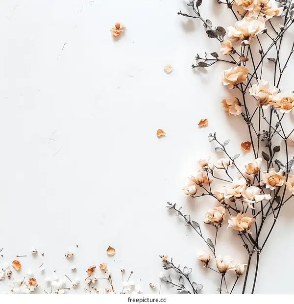 Dried Flowers on White Background