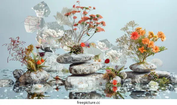 Floral Still Life with Reflections