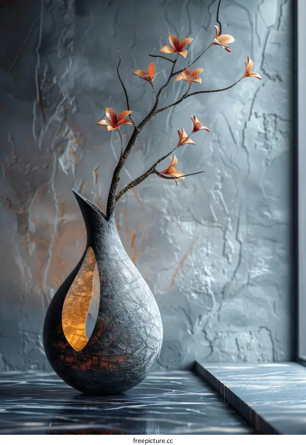 Modern Decorative Vase with Artistic Flowers