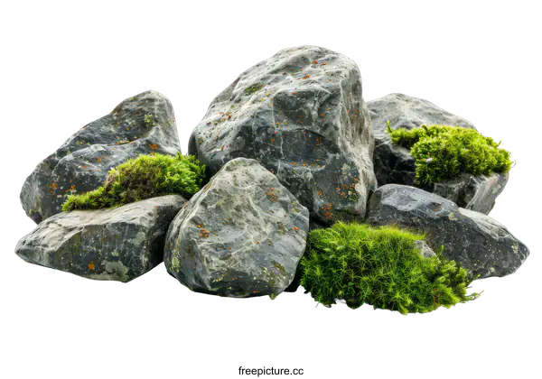 [Transparent Background PNG]Moss Covered Rocks on transparent background