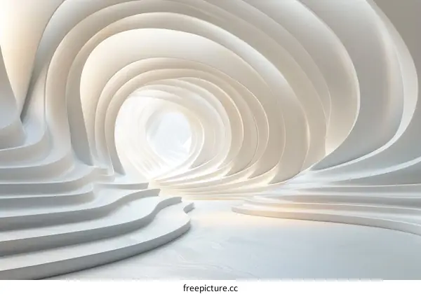 Abstract White Architectural Design With Curved Lines