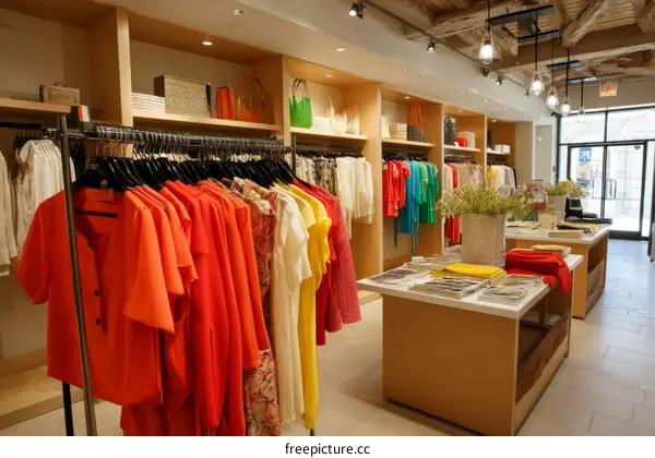 Colorful Clothing Display in a Fashion Boutique