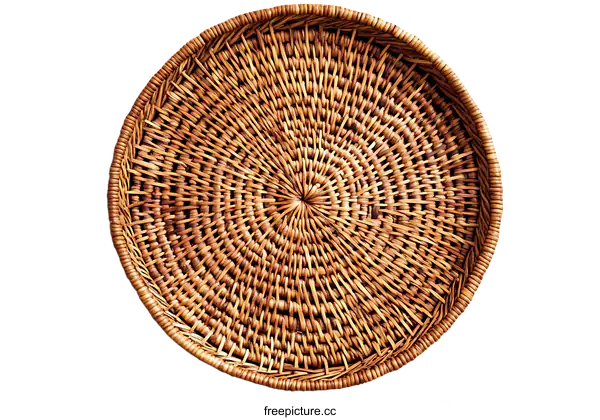 [Transparent Background PNG]Round Woven Rattan Tray Decor