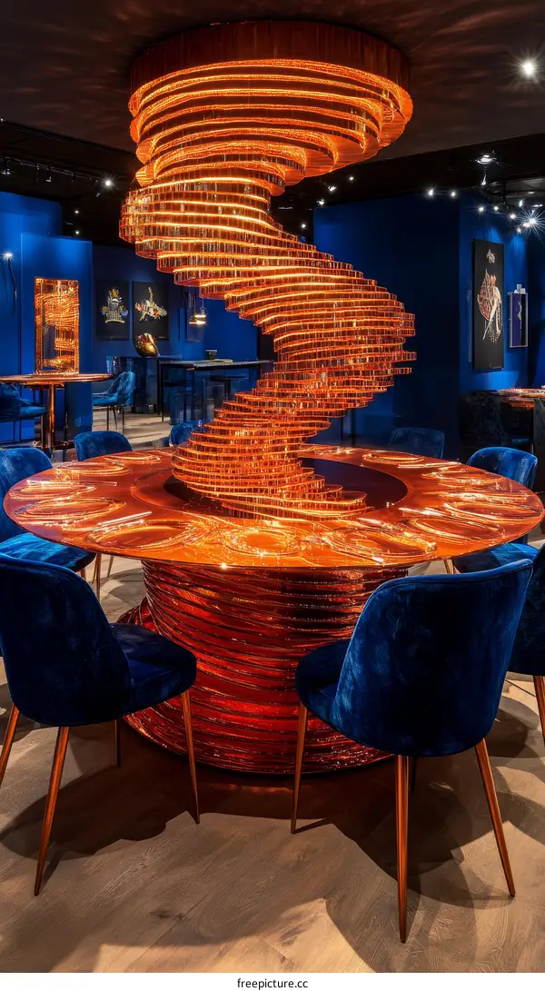 Modern Copper Spiral Dining Table Design