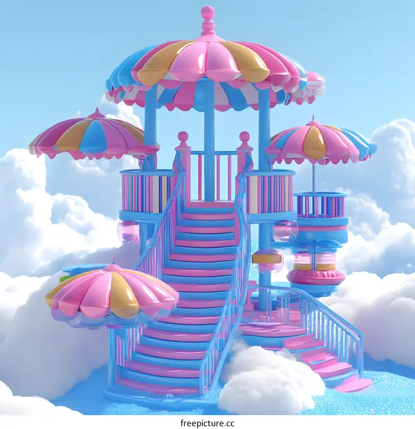 Candy Colored Play Structure in the Clouds