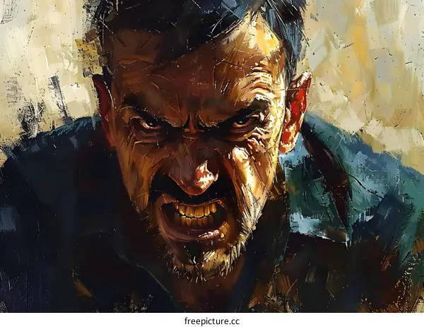 Angry Man Portrait Painting in Oil