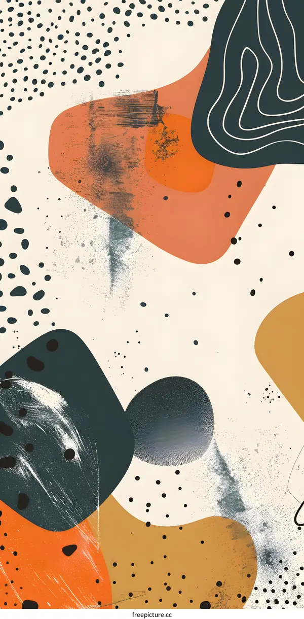 Abstract Art Background with Organic Shapes and Dots