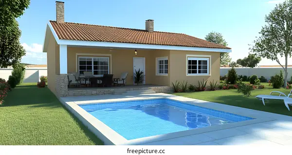 Modern House with Swimming Pool and Garden