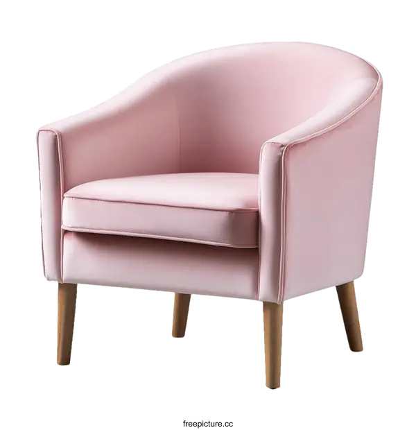 [Transparent Background PNG]Pink Velvet Armchair Modern Design