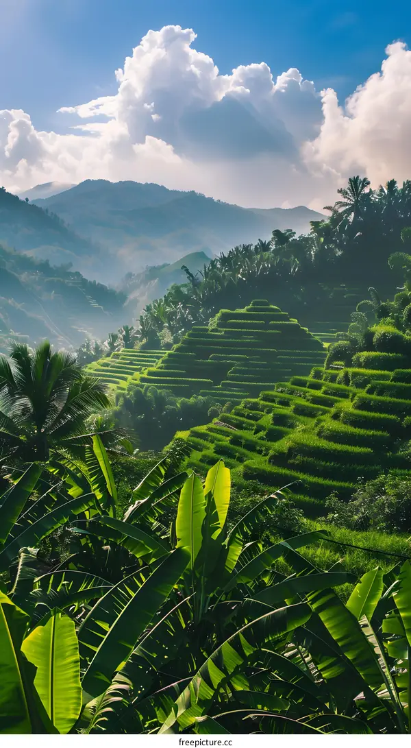 Green Rice Terraces in the Mountains