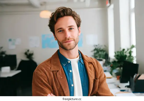 Confident Caucasian Male Professional in Office Setting