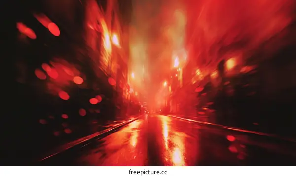 Rainy Night City Street Urban Night Scene