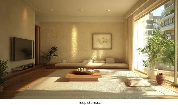 Modern Japanese Style Living Room Illustration