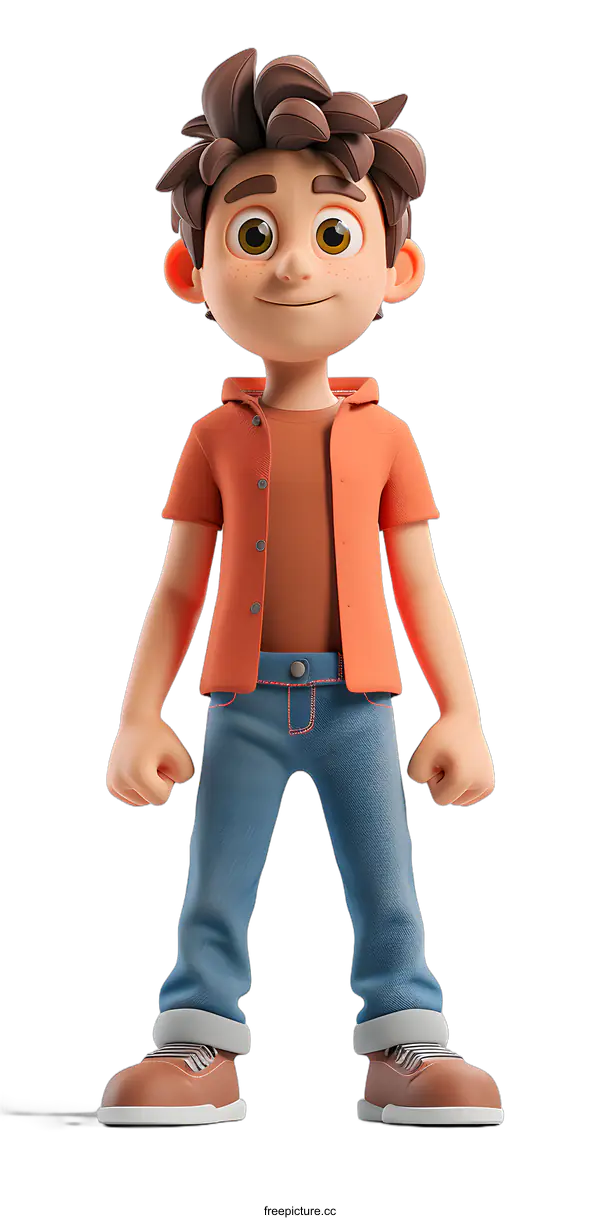 [Transparent Background PNG]3D rendering of a young boy