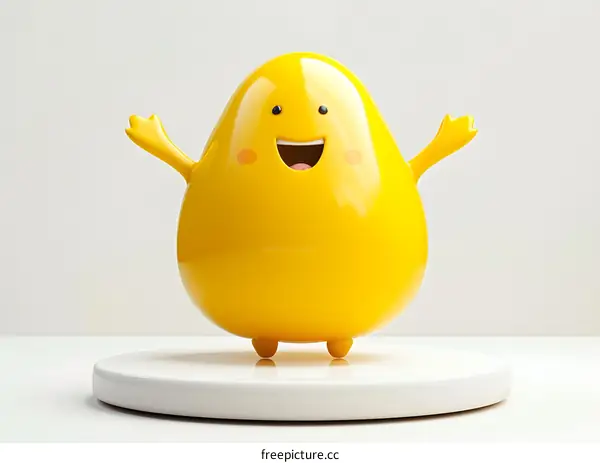 Yellow Cartoon Character on White Background