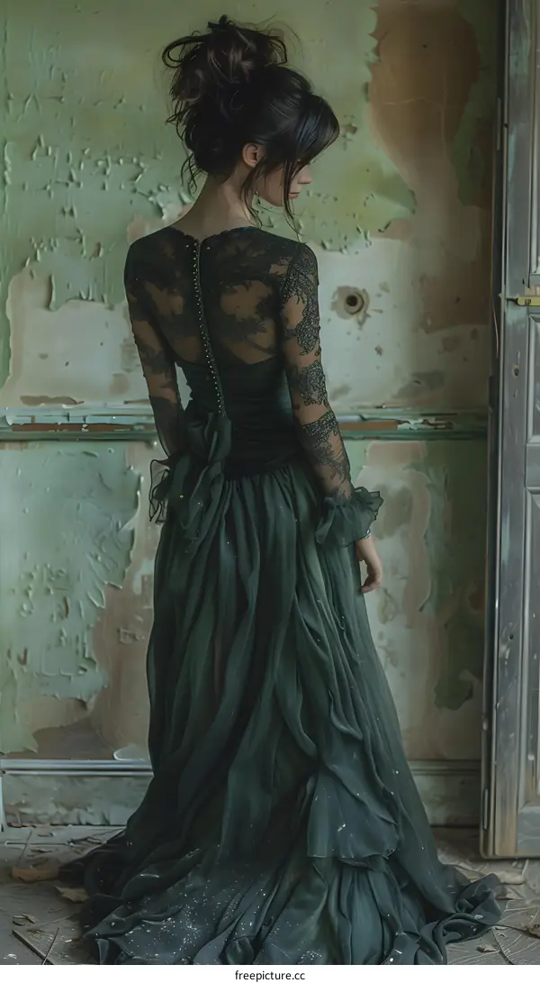 A woman in a green dress