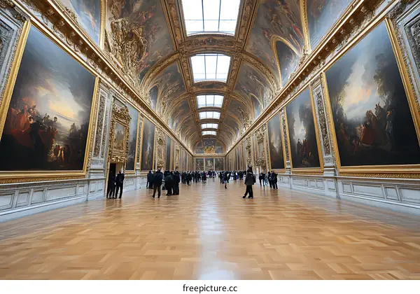 Grand Gallery of the Louvre Museum in Paris, France