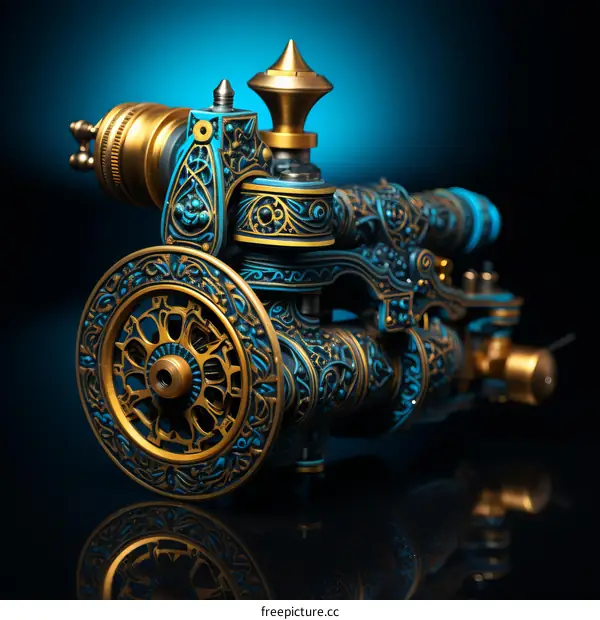 ornate steampunk mechanical cannon