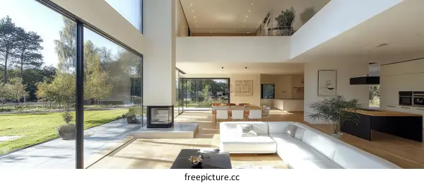 Modern House Interior with Large Windows