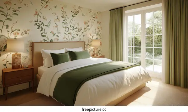 Elegant Floral Bedroom Interior Design