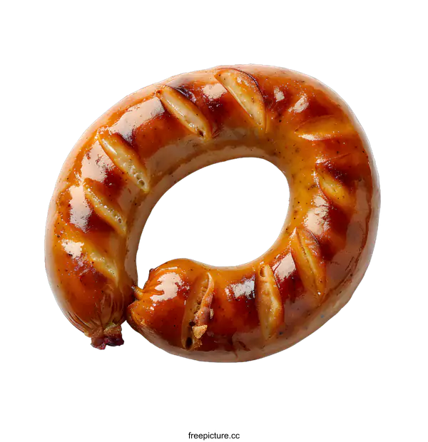 [Transparent Background PNG]Grilled Sausage Ring on White Background
