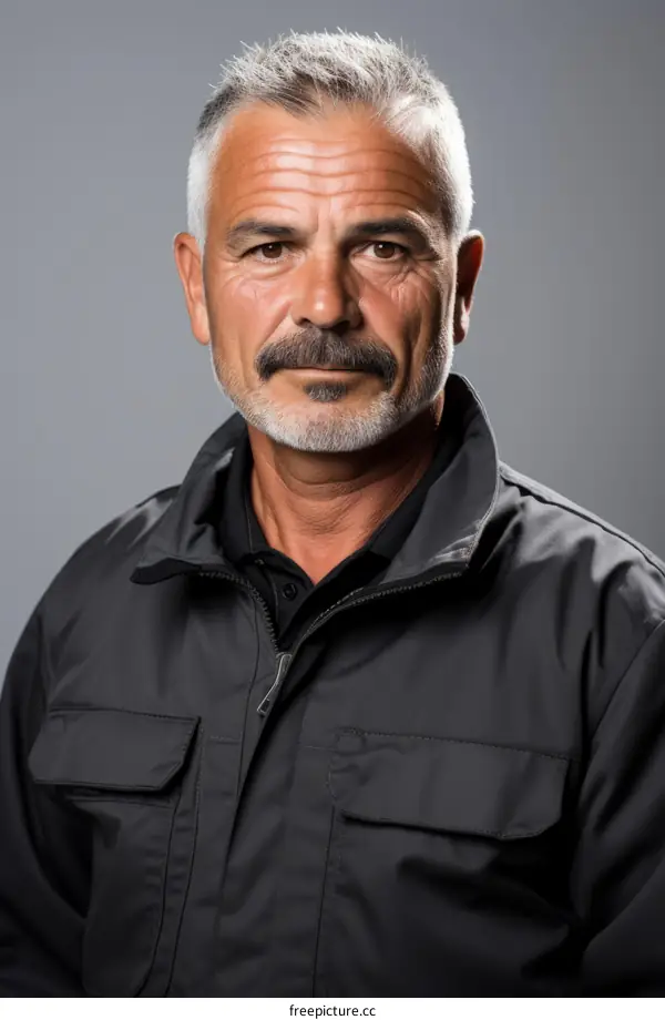 Headshot of a man in a black jacket