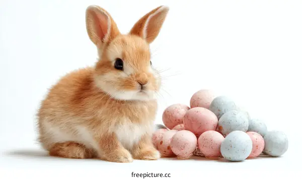 Adorable Baby Easter Bunny with Eggs