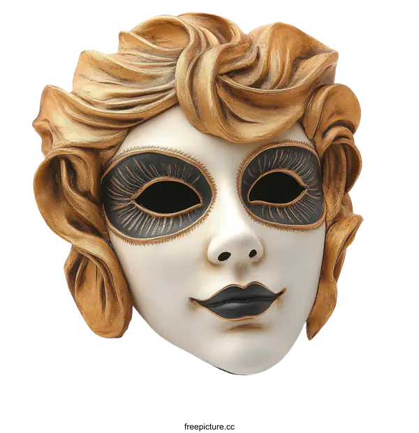 [Transparent Background PNG]Vintage Gold and Black Venetian Mask